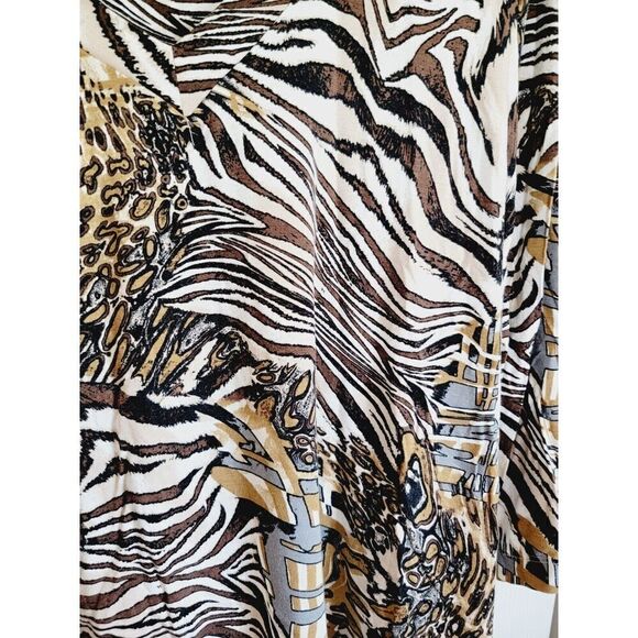 Chico's 3 Animal Prints‎ T-Shirt 3/4 Sleeve Stretch Top XL V-Neck - Picture 4 of 6